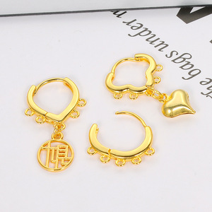 Gold Plated <b>Earring</b> <b>Hooks</b> With Charms Small Jewelry Findings For DIY Accessories - Product Image 1