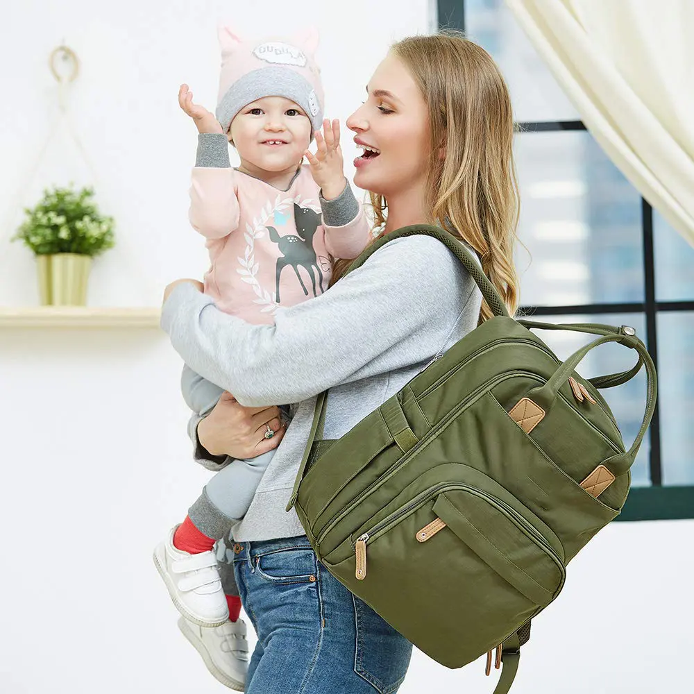 Mochila multifunción de gran capacidad para mamá, cuna, bolso de pañales de bebé, con estación de cambio, Unisex, papá, madre, viaje