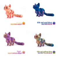 Figurine de chat articulée imprimée en 3D, en PLA souple bicolore effet soie, jouet anti-stress, décoration esthétique pour chambre, cadeau