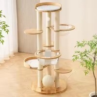Arbre à chat moderne en chêne de luxe, grand, écologique, avec griffoir, lit, hamac, balles et condo pour chatons