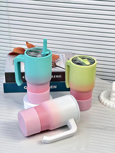 Tasse de voyage sous vide à double paroi en acier inoxydable dégradé de 20 oz avec poignée de gobelet Thermos thermique pour le café et l'eau potable - Product Image 6