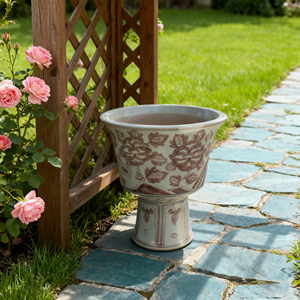 Truyền Thống Trung Quốc Chân Cao Cổ Điển Mộc Mạc Gốm Nồi Underglaze Gốm Màu Đỏ Trồng Cho Ngoài Trời Patio Và Ban Công Trang Trí Nội Thất - Product Image 4