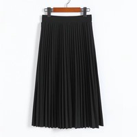 Dropshipping Agent d'exécution 2025 Fashion Solid Color Women's High Waist Pleated Half Length Elastic Lady Skirt