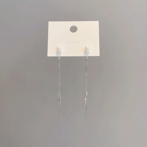 Vendita calda stile coreano minimalista croce argento moda orecchino Set per ragazze di tendenza gioielli all'ingrosso - Product Image 2