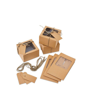 Reciclado de papel kraft marrón ventana caja de jabón con cuerda de cáñamo - Product Image 1