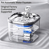 Fontaine à eau automatique portable 2L silencieuse 5V pour chats et chiens, avec plateau en acier inoxydable et réservoir transparent à filtration circulante