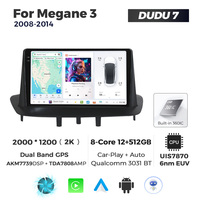 MEKEDE DUDU7 Android Système le plus récent Autoradio Car-play 12+512G Écran tactile 2k pour Renault Megane 3 2008-2014