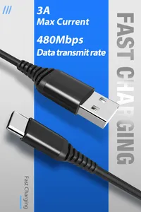 Wholesale Usb C Cable 3a Max Current 1m 2m Type C Fast Charging Cable Data Sync Cable