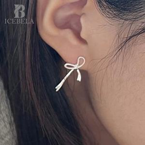 ICEBELA हॉट सेल 925 स्टर्लिंग सिल्वर फाइन ज्वेलरी 18K गोल्ड प्लेटेड इयररिंग्स लड़कियों के लिए ट्रेंडी ठाठ क्यूट स्टड बो नॉट इयररिंग्स - Product Image 6
