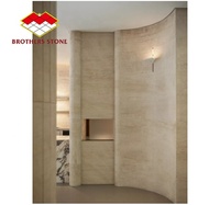 Grande dalle de travertin poli naturel, non rempli de pierres, beige ivoire classique, pour design graphique intérieur, salle à manger, mur et sol