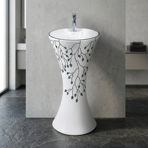 อ่างล้างหน้าดีไซน์ทันสมัยสีดำทองพร้อมฐานเซรามิก - Product Image 2
