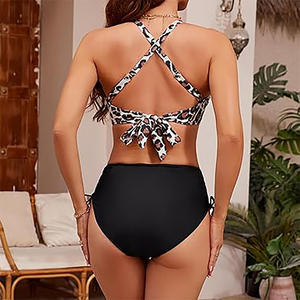 DOVEARK - Traje <span class=keywords><strong>de</strong></span> <span class=keywords><strong>Baño</strong></span> <span class=keywords><strong>de</strong></span> Dos Piezas para Mujer, con Logotipo <span class=keywords><strong>de</strong></span> Marca Personalizado, Estilo Europeo y Americano, Cintura Alta, con Cordón Ajustable - Product Image 5