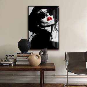 Arte Murale su Tela Moderna <span class=keywords><strong>e</strong></span> Alla Moda con Ritratto <span class=keywords><strong>Bianco</strong></span> <span class=keywords><strong>e</strong></span> <span class=keywords><strong>Nero</strong></span> Incorniciato Personalizzabile per Decorazione Soggiorno - Product Image 4