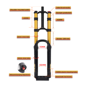<span class=keywords><strong>Fourche</strong></span> à air en alliage WAKE BST pour VTT, double suspension, 27,5 et 29 <span class=keywords><strong>pouces</strong></span>, amortissement réglable, débattement de 150 mm, tube interne de 36 mm - Product Image 4