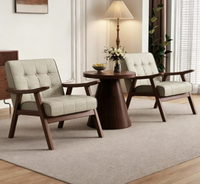 Fauteuil simple rétro pour balcon, mobilier de salon, pieds en bois massif, réglage manuel, siège en éponge, ensemble table et chaise