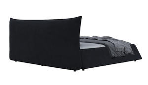 Modern Convertible <b>Queen</b> <b>Size</b> Upholstered Platform <b>Bed</b> with Velvet Headboard Metal & Solid Wood Frame Black - Product Image 5