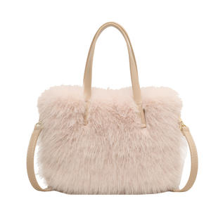 Yüksek Kaliteli Kadın Moda Tilki Kürkü Çanta 2024 Lüks Kışlık Sıcak Sevimli Peluş Kürk PU Deri Çanta - Product Image 2
