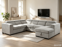 Canapé sectionnel en forme de U de grande taille, design moderne, canapé-lit, lit escamotable