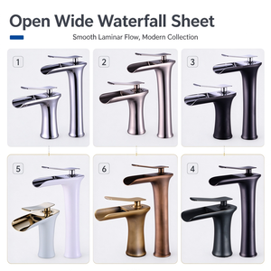 Rubinetto per lavabo a cascata alto in bronzo anticato, in ottone massiccio, monocomando, montaggio su piano, con beccuccio a canale aperto, per <span class=keywords><strong>bagno</strong></span>, all'ingrosso OEM - Product Image 3