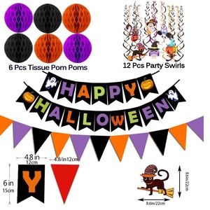 Decoraciones para Fiesta de Halloween, Guirnalda de Banderines Triangulares de Papel, Confeti Circular con Puntos, Guirnalda Colgante para Decoración del Hogar - Product Image 3