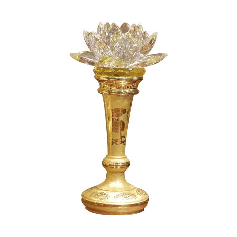 Boeddhistische Tempel Gewijd Aan De Lamp Zuiver Koper Kristal Kristal Lotus Kleurrijke Lotus Boeddha Lamp Led