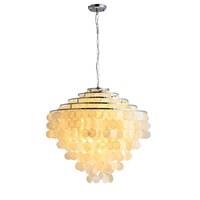 Lustre en coquillages naturels à 5 couches, 60*60cm, style crème français, luminaire suspendu pour chambre à coucher, entrée, salle à manger