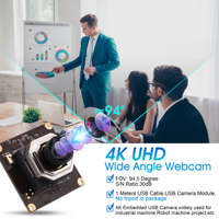 Módulo de Cámara USB ELP 4K Ultra HD 8MP CMOS con Sensor IMX415, Lente con Enfoque Automático sin Distorsión, Plug & Play UVC para Lightburn