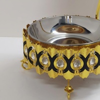 Plat de service de luxe 8L doré avec pieds floraux et couvercle suspendu, chauffe-plat en acier inoxydable pour buffet, idéal pour mariages et traiteurs