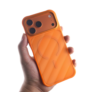 เคสโทรศัพท์มือถือกันกระแทกสีส้มใสแบบด้าน ผิวสัมผัสลายเส้น TPU+PC สำหรับ iPhone 17 Pro Max แบบแม่เหล็ก - Product Image 4