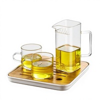 Service à thé Kung Fu haut de gamme en verre avec filtre, tasse publique en forme de croissant de lune, design chinois et minimaliste
