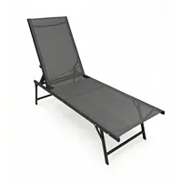 Chaise longue d'extérieur en aluminium avec tissu Teslin pour patio et bord de piscine