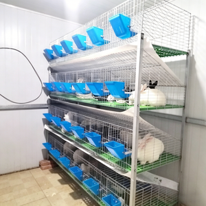 Jaula Comercial <span class=keywords><strong>para</strong></span> Engorde y Cría de <span class=keywords><strong>Conejos</strong></span> de Raza de Pelo Largo, 9 Posiciones, Alimentación/Bebedero Automático - Product Image 6