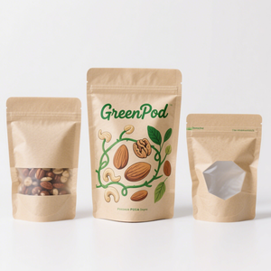 ถุงกระดาษคราฟท์สีน้ำตาลมีซิปล็อกเปิดปิดได้ถุงแบบตั้งสำหรับเก็บขนมผงกาแฟโลโก้ตามสั่ง - Product Image 2