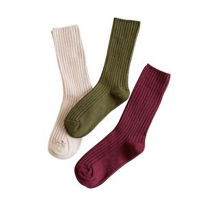 Chaussettes unies K40 pour femmes, tricotées côtelées, 14 couleurs unies, 4 saisons, chaussettes de base quotidiennes pour femmes - Product Image 3