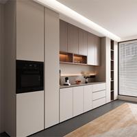 Ensemble de Meubles de Cuisine Complet Design Moderne Comprend Meuble Sous-Évier Îlot de Cuisine Plan de Travail en Acrylique Corps en Panneau Mélaminé Écologique
