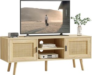 Mobile TV in Rattan May Home per TV fino a 55'', Centro Intrattenimento Moderno con 2 Ante e 2 Ripiani Aperti - Product Image 4