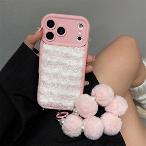 INS Style Winter Plush Phone Back Cover with Lanyard for iPhone 17 Soft Cute Mobile Phone <strong>Accessories</strong> for iPhone 11 12 13 14 15 - Product Image 3
