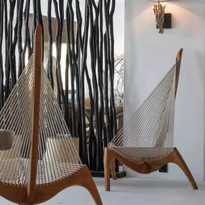 Silla de vela de madera maciza nórdica YIPJ, sofá, sillas de diseño para el hogar, silla de arpa de estilo popular creativo, sillón reclinable de entrada moderno