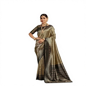 Golden Heritage Traditional Banarasi <b>Satin</b> Silk Saree-Moisture-Wicking & Wrinkle-Free for Winter/Summer Weddings Party Occasions - Product Image 1