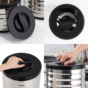 3 cái Đen Thép không gỉ lẩu đặt công suất lớn thực phẩm lưu trữ <span class=keywords><strong>container</strong></span> ăn trưa hộp thực phẩm ấm hơn Bộ - Product Image 5