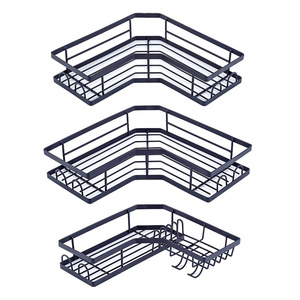 Étagère d'angle murale Sea Shark, grande, 3 à 5 pièces, 2 niveaux, capacité de charge 5-10 kg, pour salle de bain et toilettes - Product Image 3