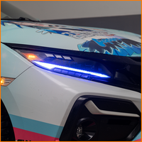 XCAT pour 10e génération 2016-2021, style RS, phare avant à LED complet, 4 lentilles, projecteur quadruple, clignotant dynamique séquentiel, DRL, noir