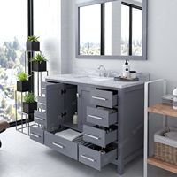 Meuble-lavabo rectangulaire moderne de 54 pouces avec vasque simple, plateau en marbre blanc, construction en bois étanche, design sur pied