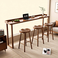Meuble de bar de style minimaliste couleur noyer, design élégant, pour la maison, le balcon, les cafés, les restaurants, table de bar en bois longue
