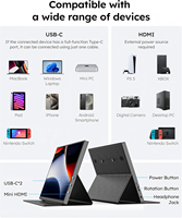AHXJKA Monitor Portabel 10.5 Inci 1920x1280 IPS HDR dengan Casing Kulit 60Hz Plug and Play USB-C Speaker Internal untuk Laptop Gaming
