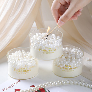 LANJO Luxury Pearl Grain Glass <b>Jar</b> Scented Candle Smoky-Free Aromatherapy Candle Wedding Favor Ambience <b>Decor</b> Candle - Product Image 2