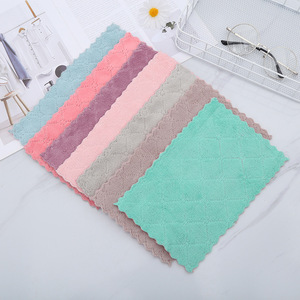 Paño de cocina de doble cara de coral polar estilo europeo-americano, rectangular, antiadherente, sin pelusas, para limpiar ollas y sartenes. - Product Image 1