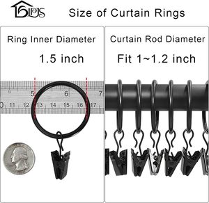 LLPJS Pack Metal Curtain Rings With Clips Curtain Clip Rings <b>Hooks</b> For Hanging Drapery Drapes Bows Curtain Rod Rings Inch Interi - Product Image 3