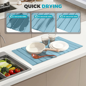 Extra grande 28 "Lx16" W plegable ecológico absorbente autosecado tierra <span class=keywords><strong>de</strong></span> diatomeas estera secador <span class=keywords><strong>de</strong></span> lavado <span class=keywords><strong>de</strong></span> platos - Product Image 3