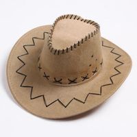 Gorra vaquera occidental al por mayor, gorras de montar de verano para el sol, sombrero de piel sintética de imitación, sombrero vaquero de caballero para acampar al aire libre